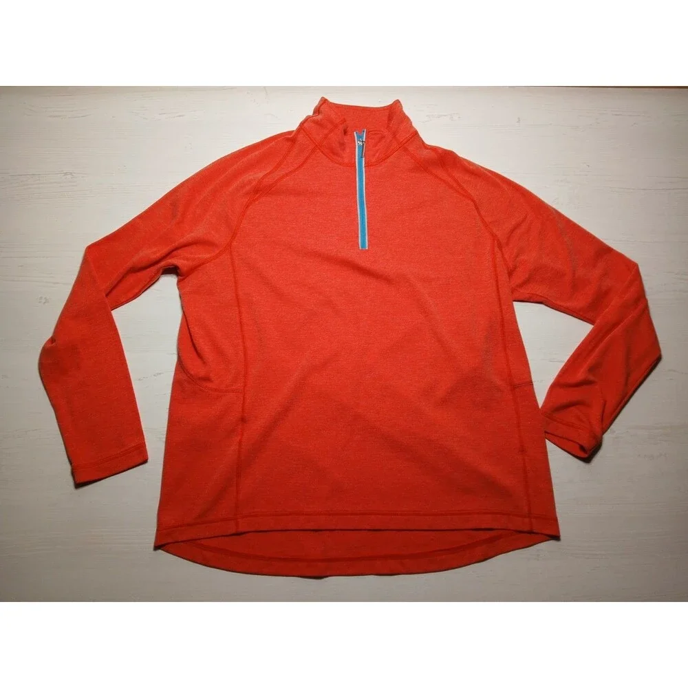 Tommy Bahama Sweater Womens Long Sleeve Pullover Large 1/4 Zip Pink Salmon